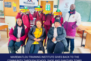 Marematlou Training Institute Gives Back to the Community Through School Shoe and Sanitary Towel Donation Marematlou Training Institute Gives Back to the Community Through School Shoe and Sanitary Towel Donation